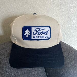 Ford x Huckberry Cream and Blue Logo Cap